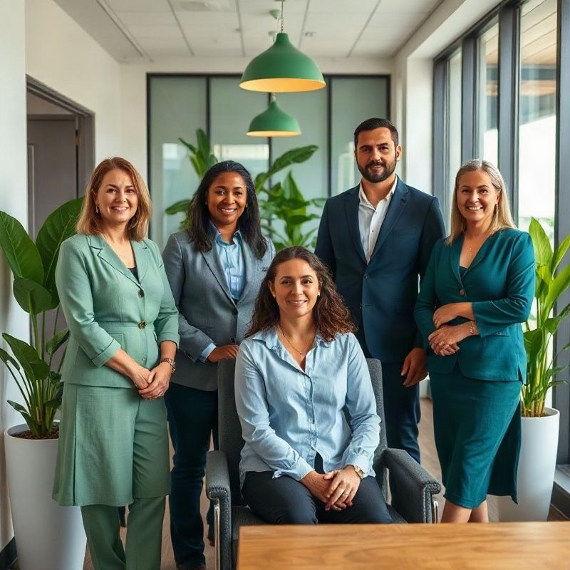 Retrato editorial da equipe da Sciencecanopyv em escritório moderno em Recife